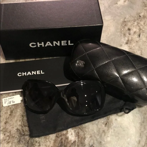Authentic gorgeous Chanel black sunglasses CHANEL Black with Vintage Sunglasses for Women for sale | eBay main image 4
